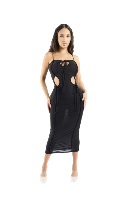 Black Tie Cutout Bodycon Dress