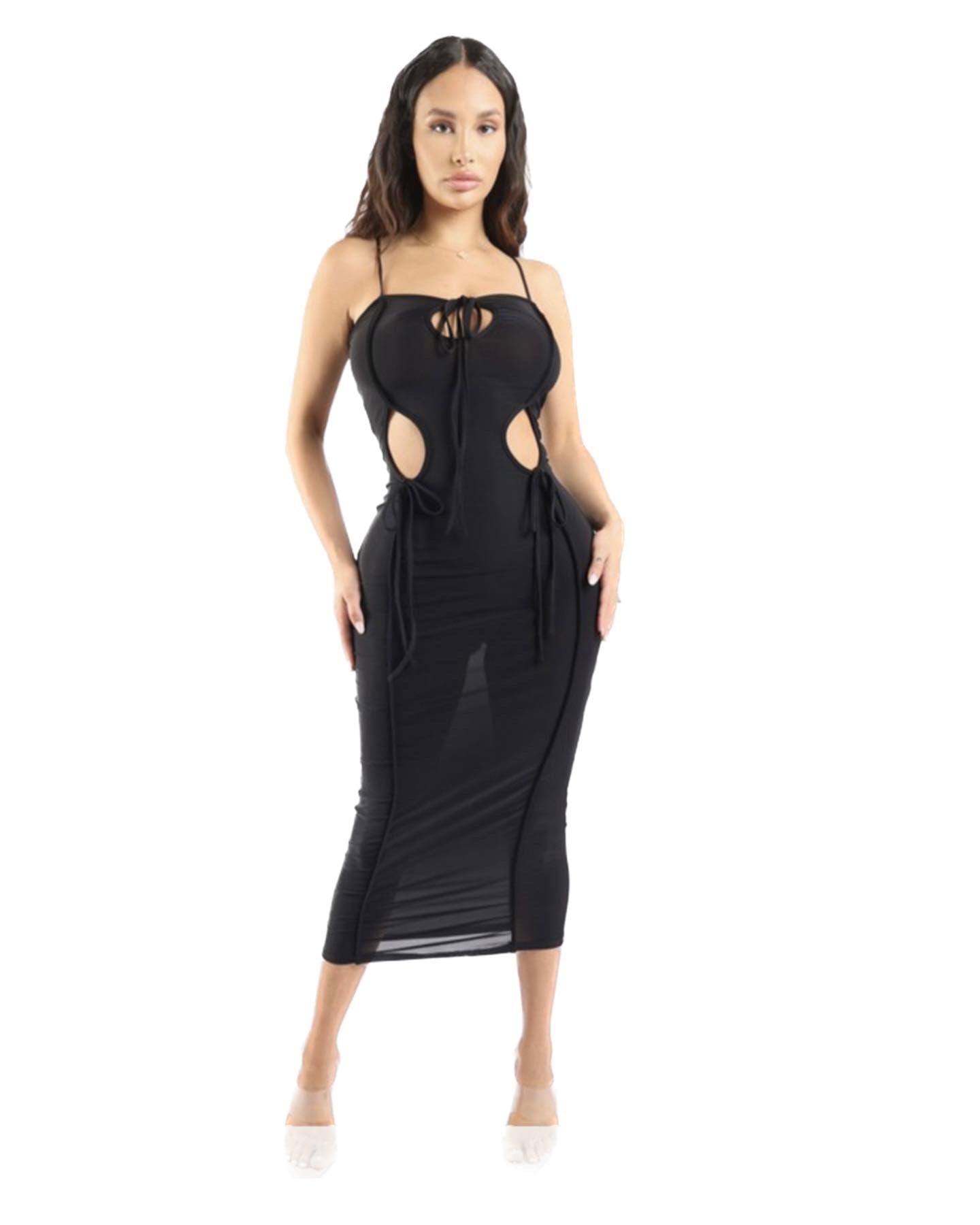 Black Tie Cutout Bodycon Dress