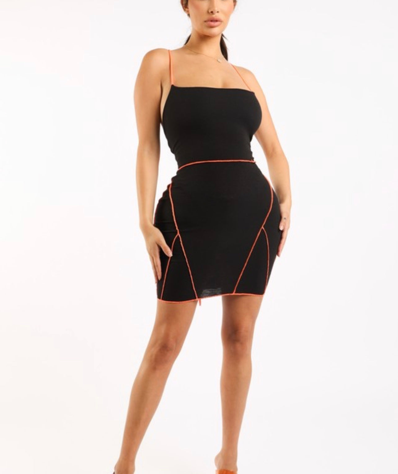 Orange striped dress