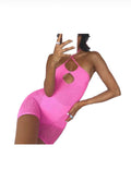 Pink Sculpt Cut-Out Halter Romper | Body-Snatching One-Piece
